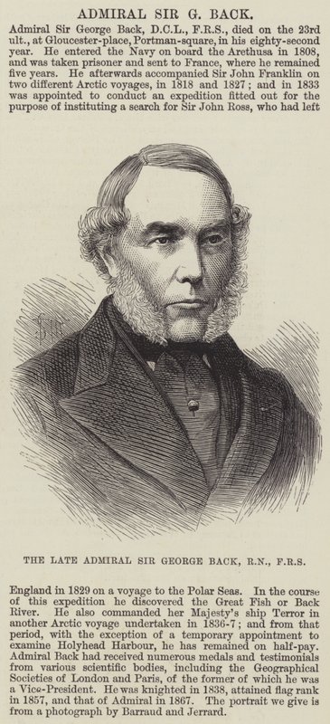 The late Admiral Sir George Back, RN, FRS by English School