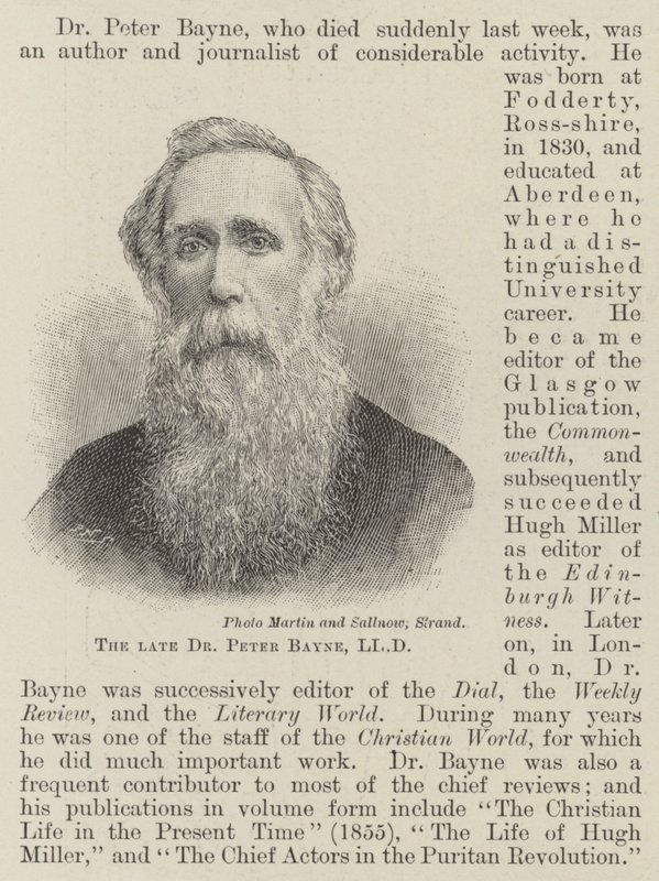 The Late Dr Peter Bayne, LLD by English School