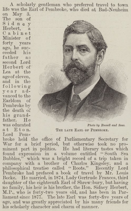 The late Earl of Pembroke by English School