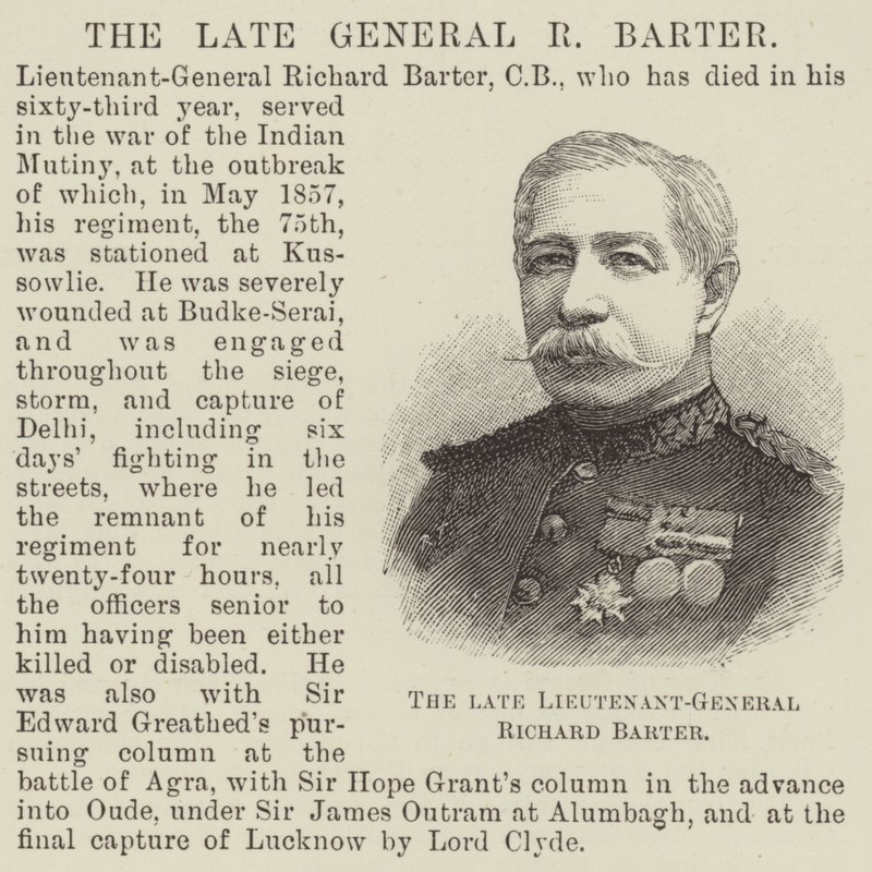 The late Lieutenant-General Richard Barter by English School