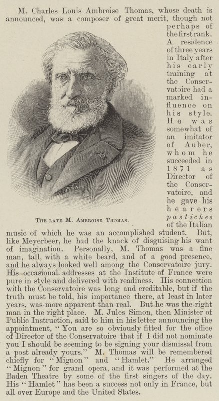 The Late M Ambroise Thomas by English School