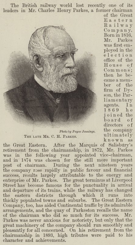 The late Mr C H Parkes by English School