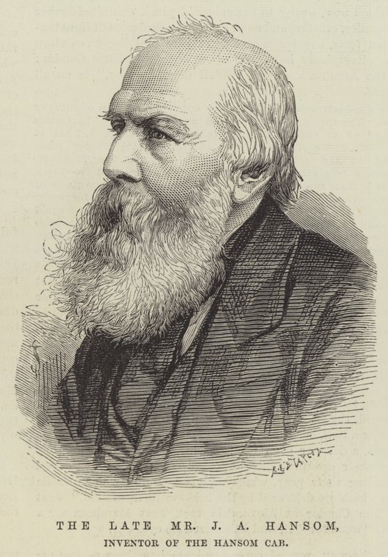 The late Mr J A Hansom, Inventor of the Hansom Cab by English School
