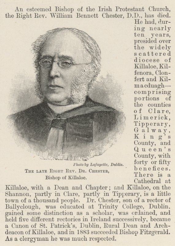 The late Right Reverend Dr Chester, Bishop of Killaloe by English School