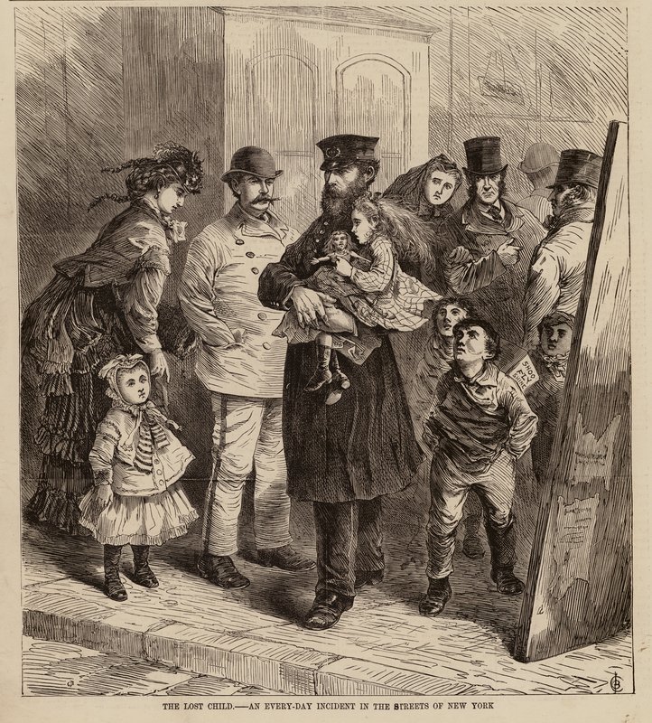 The Lost Child, an Every-Day Incident in the Streets of New York (engraving) by English School