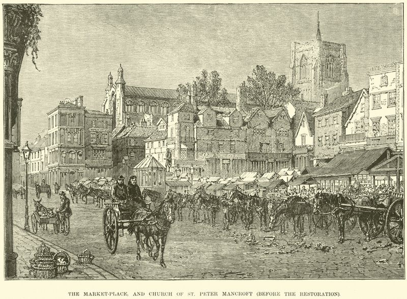 The Market-Place, and Church of St Peter Mancroft, Before the Restoration by English School