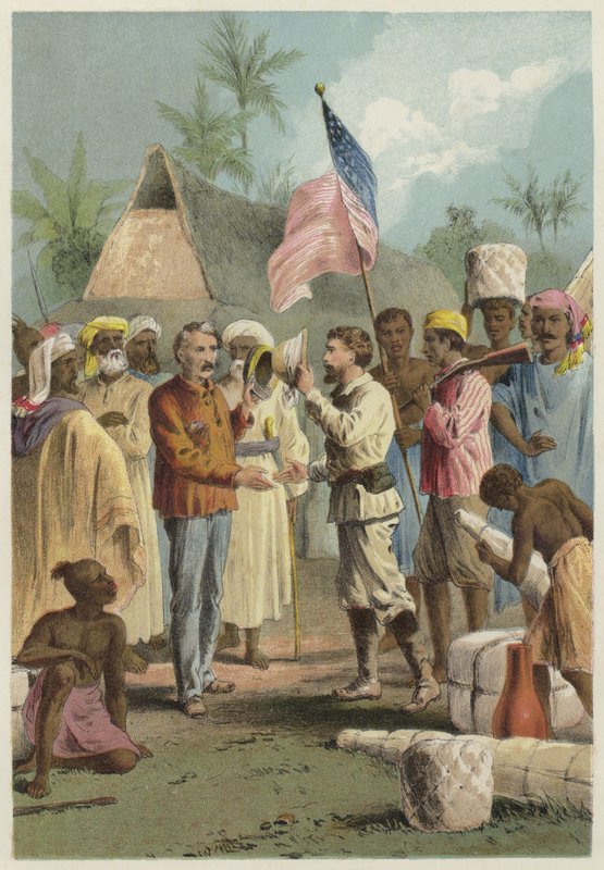 The Meeting of Henry Morton Stanley and David Livingstone by English School