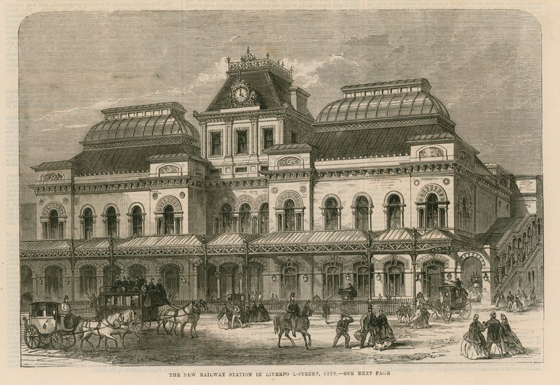 The new railway station at Liverpool Street, City, London by English School