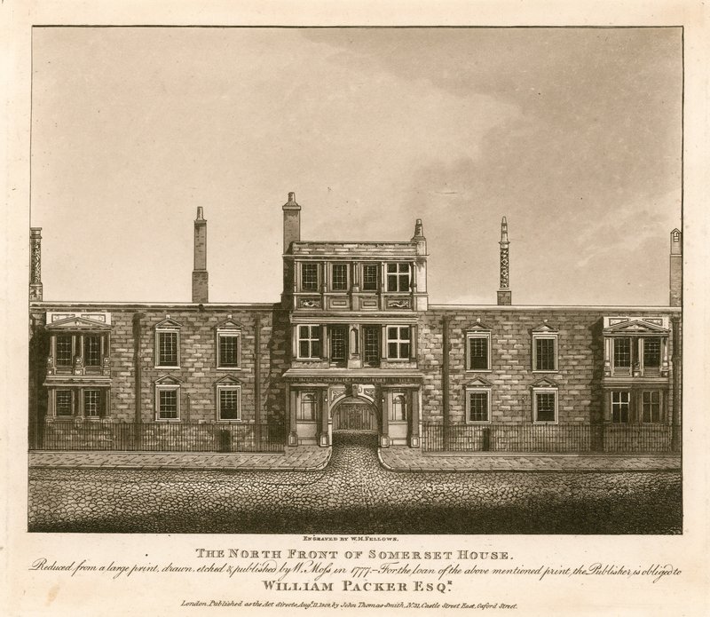 The North Front of Somerset House, The Strand, London, Based on a Print Drawn by W. Moss in 1777 by English School