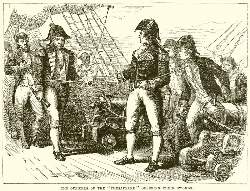 The Officers of the Chesapeake Offering Their Swords by English School