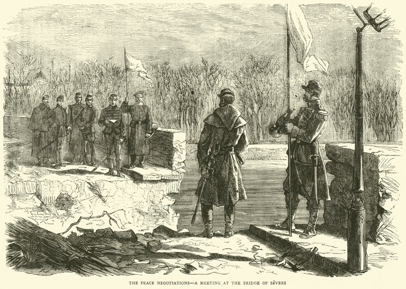 The Peace Negotiations, a Meeting at the Bridge of Sevres, October 1870 by English School