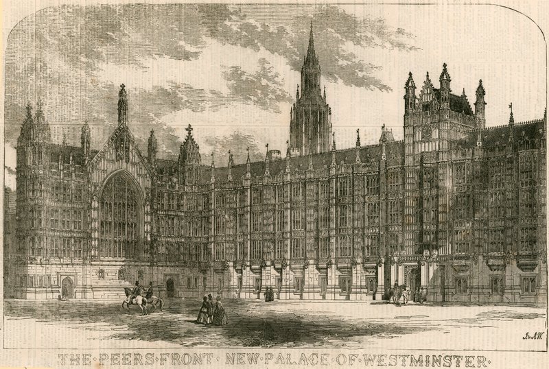 The Peers Front, New Palace of Westminster, London by English School