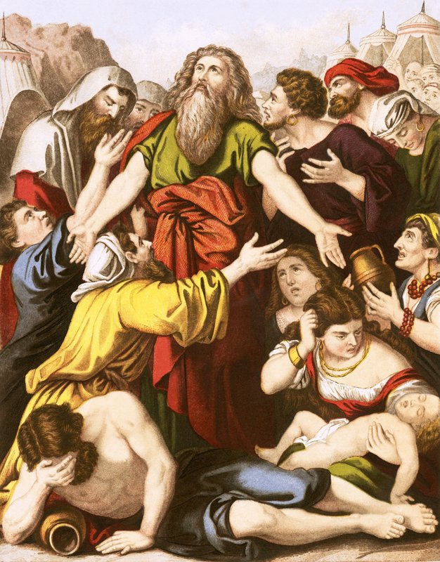 The people of Israel murmuring for water by English School