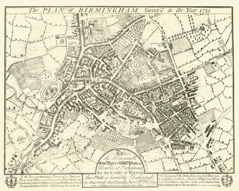 The Plan of Birmingham, Surveyed in the Year 1731 by English School