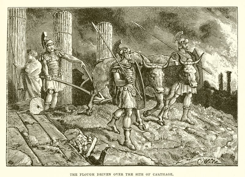 The plough driven over the site of Carthage by English School
