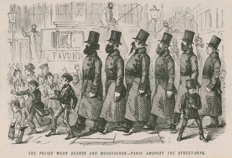 The Police Wear Beards and Moustaches by English School