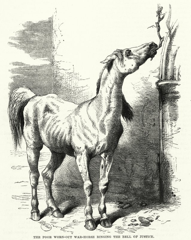The poor worn-out war-horse ringing the bell of justice by English School