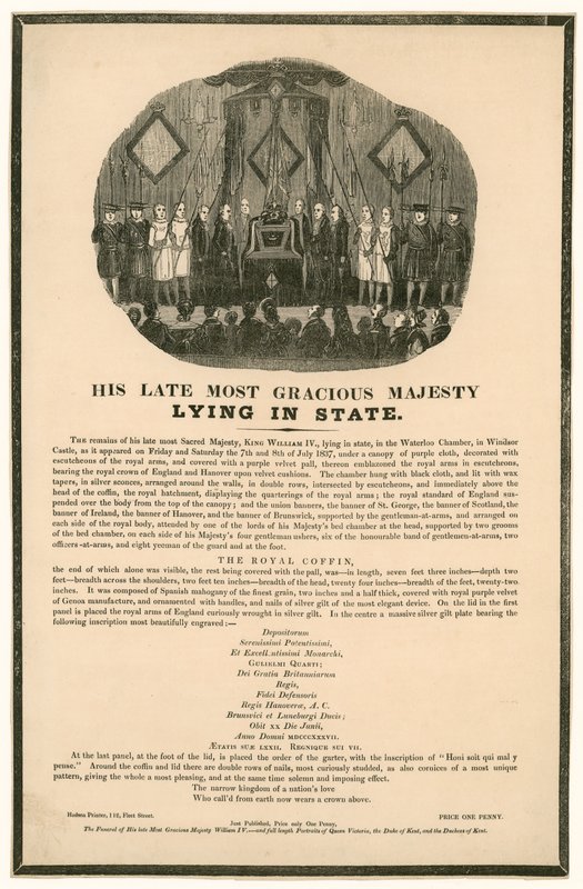 The remains of King William IV lying in state in the Waterloo Chamber at Windsor Castle by English School