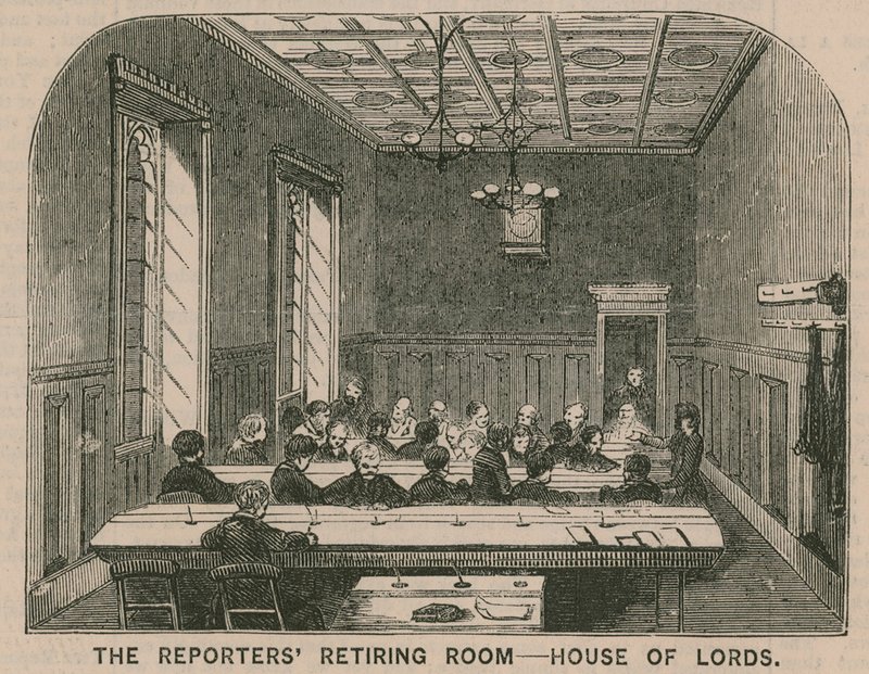 The Reporters Retiring Room in the House of Lords by English School