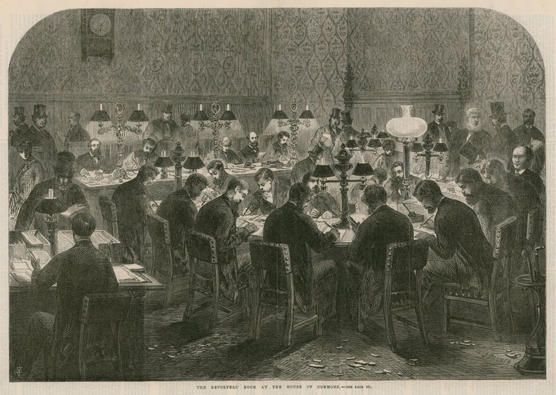 The reporters room at the House of Commons by English School