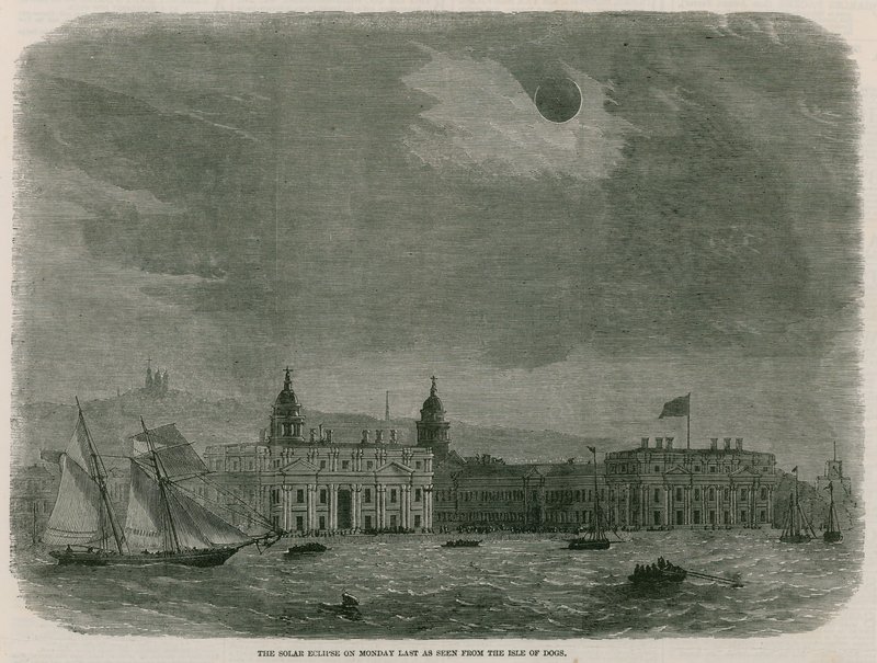 The Solar Eclipse as Seen from the Isle of Dogs by English School