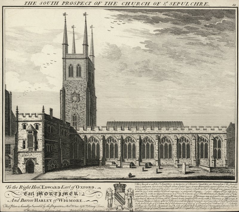 The south prospect of the Church of St Sepulchre by English School