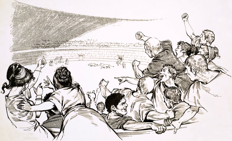 The spectacle of the gladiatorial arena of ancient Rome by English School