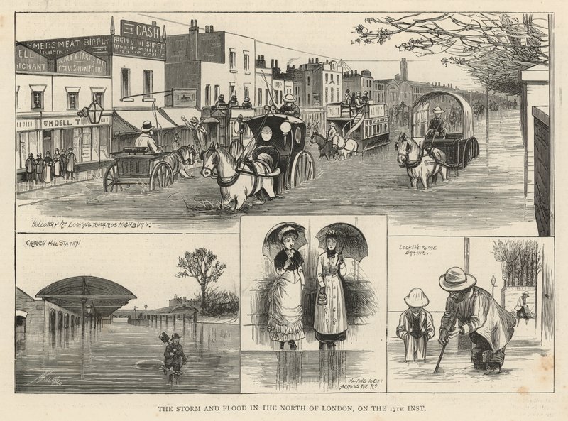 The storm and flood in the north of London on the 17th inst. by English School