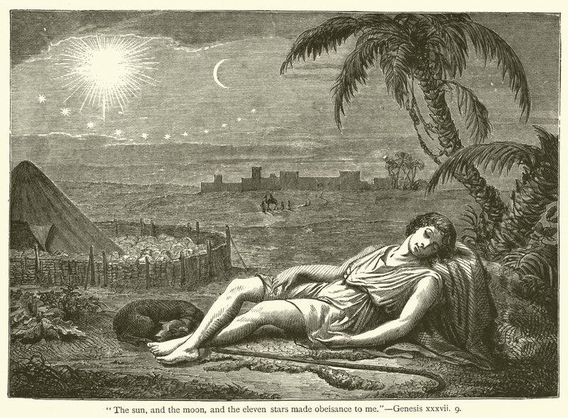 The sun, and the moon, and the eleven stars made obeisance to me, Genesis, xxxvii, 9 by English School