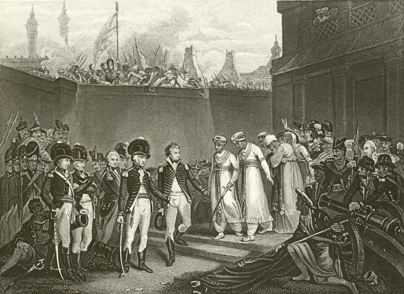 The Surrender of Two Sons of Tippoo Sultan by English School