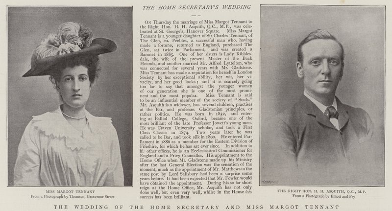 The wedding of the Home Secretary and Miss Margot Tennant by English School