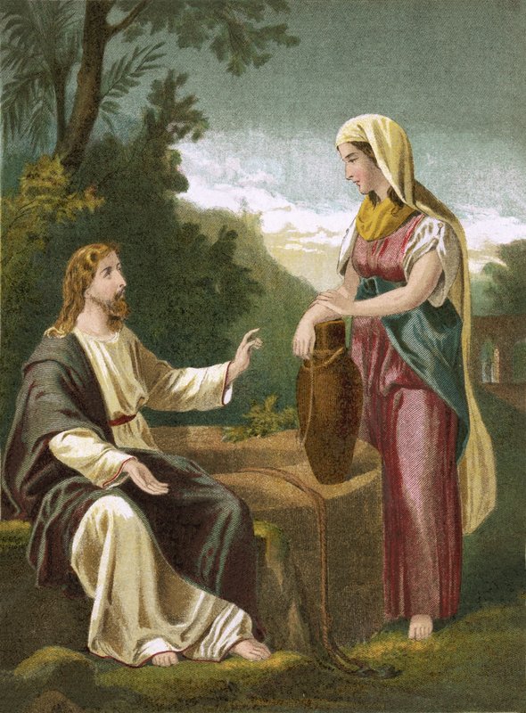 The woman of Samaria by English School