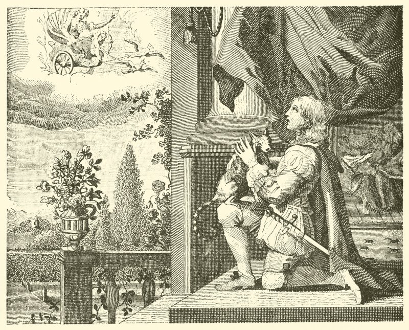 The young man and his cat by English School