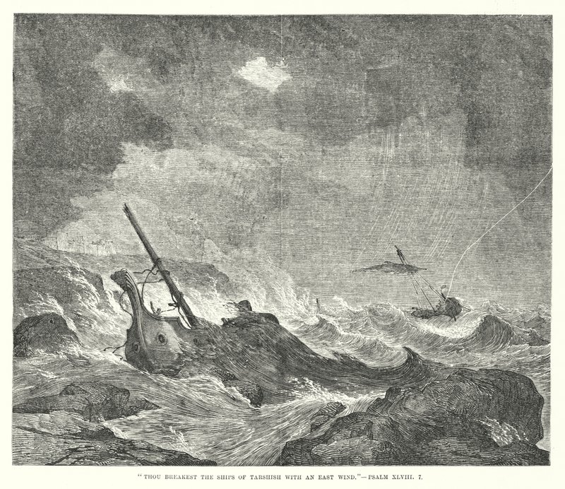 Thou Breakest the Ships of Tarshish with an East Wind, Psalm XLVIII, 7 (engraving) by English School