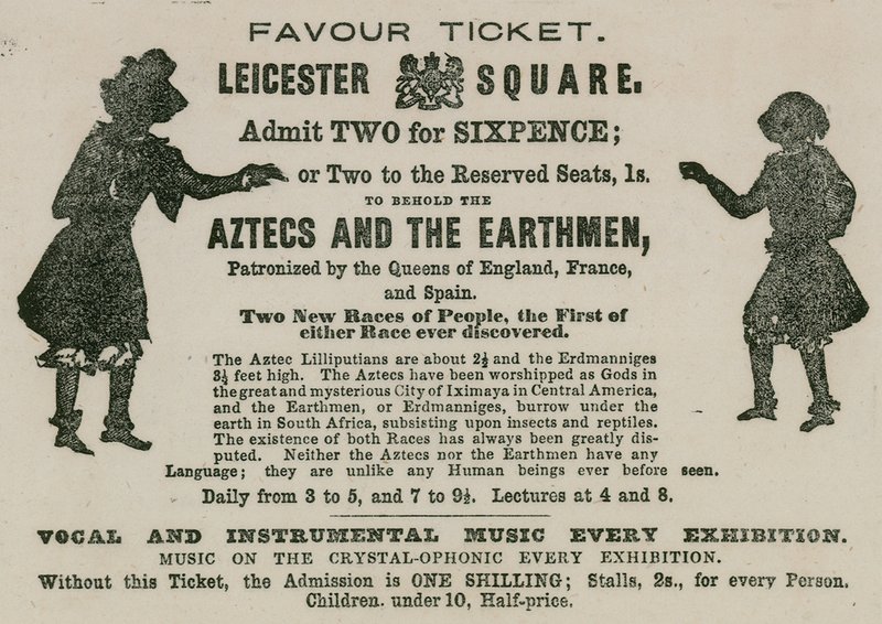 Ticket for admission to an appearance of Aztecs and the Earthmen by English School