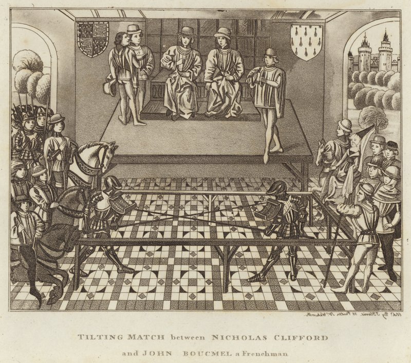 Tilting Match between Nicholas Clifford and John Boucmel a Frenchman by English School