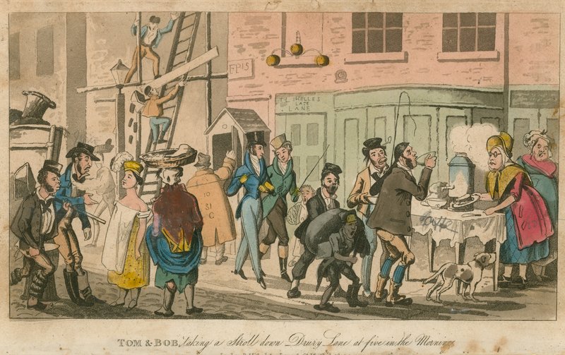 Tom and Bob taking a stroll down Drury Lane at five in the morning by English School