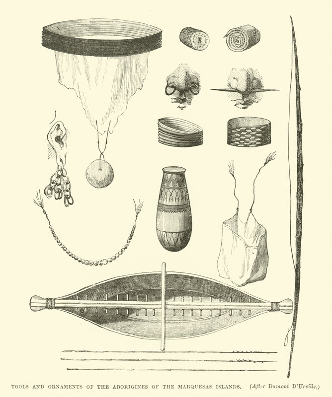 Tools and Ornaments of the Aborigines of the Marquesas Islands, after Dumont D