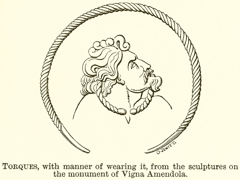 Torques, with Manner of Wearing It, from the Sculptures on the Monument of Vigna Amendola by English School