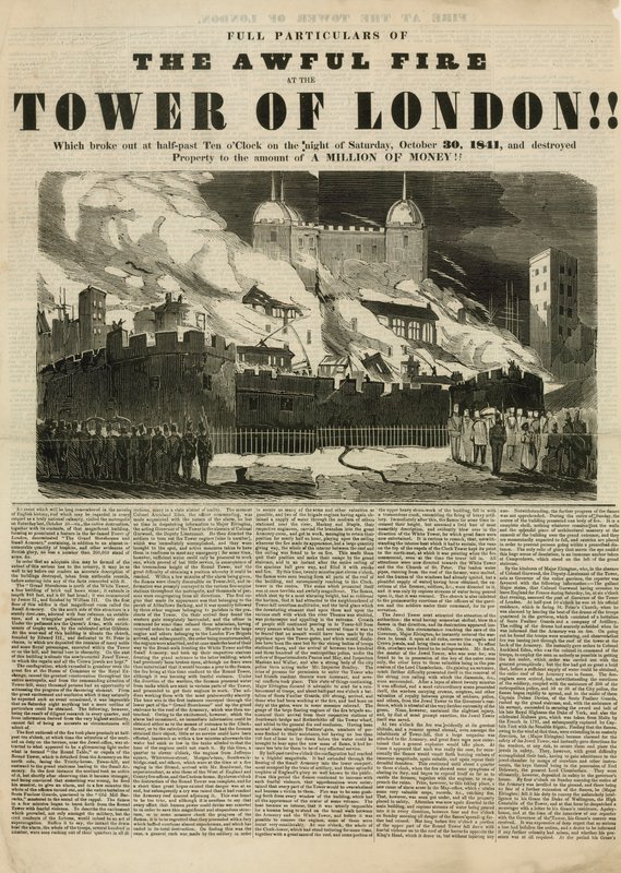 Tower of London Fire, 1841 by English School
