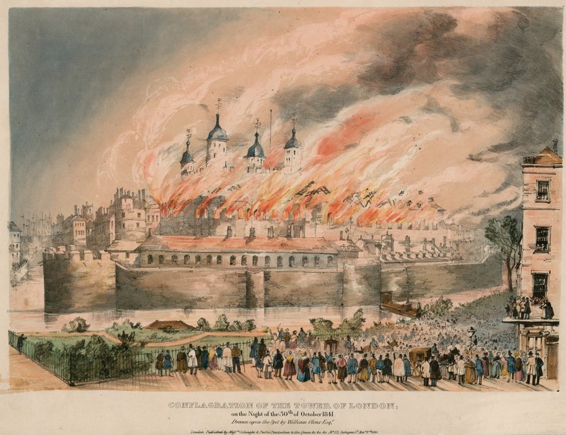 Tower of London Fire, 1841 by English School