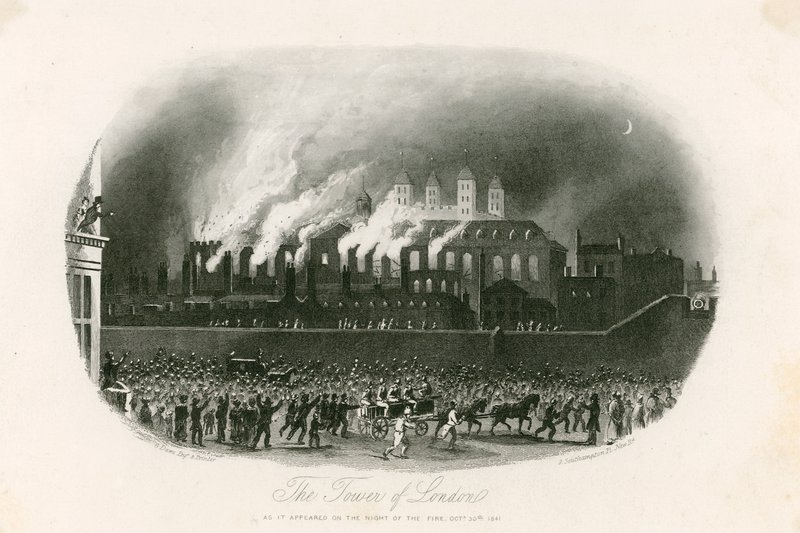 Tower of London Fire, 1841 by English School