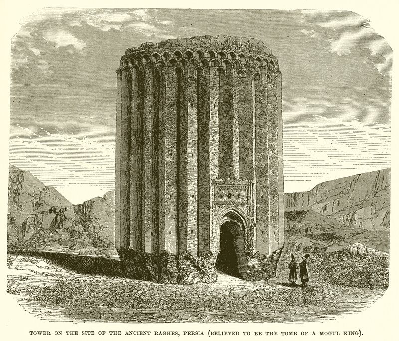 Tower on the site of the Ancient Raghes, Persia (Believed to be the Tomb of Mogul King) by English School
