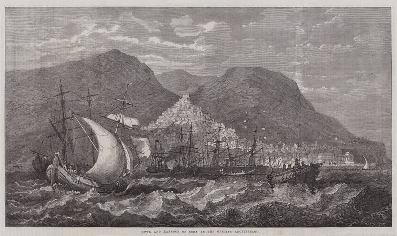 Town and Harbour of Syra, in the Grecian Archipelago by English School