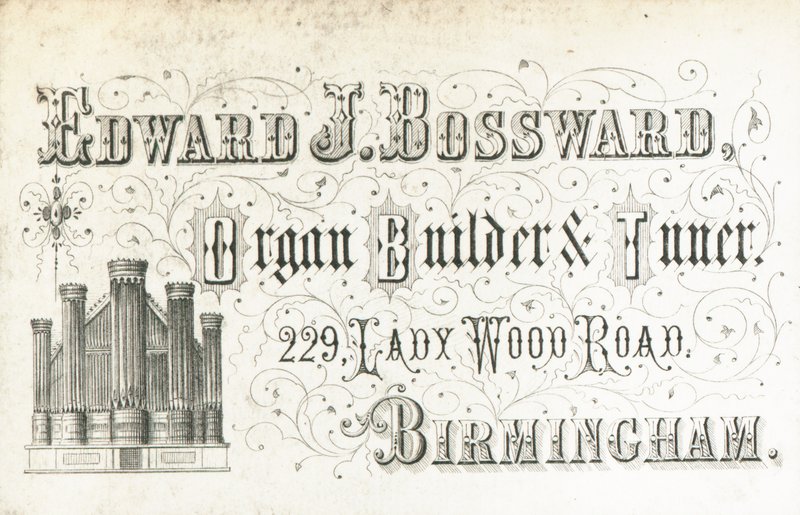Trade card, Edward J Bossward by English School