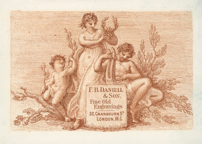 Trade Card for F B Daniell & Son, Fine Old Engravings, London by English School