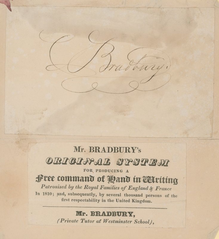 Trade Card for Mr Bradbury