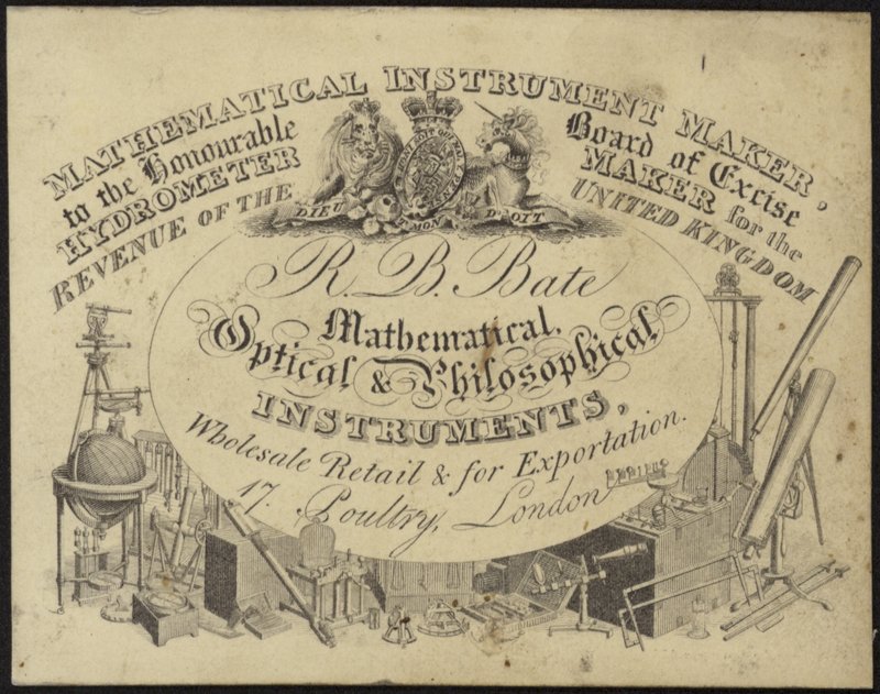 Trade card for R B Bate by English School