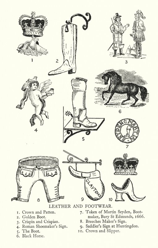 Trade signs: Leather and Footwear by English School