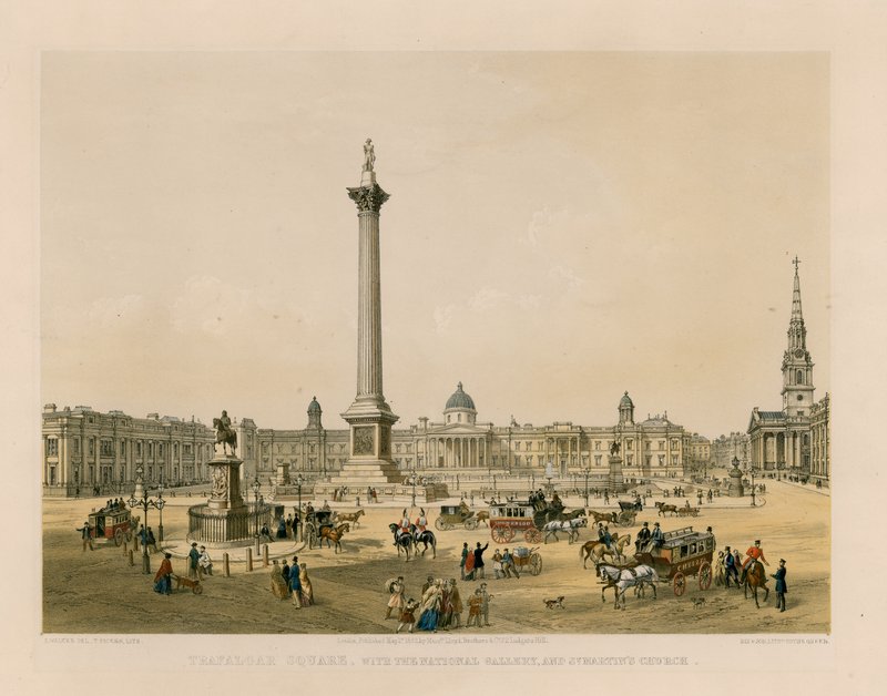 Trafalgar Square with the National Gallery and St Martins Church by English School